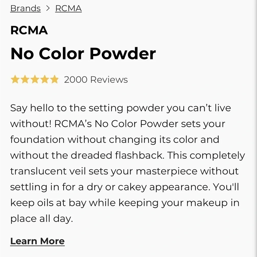 🖤5/$25 Setting powder 3 oz translucent photography large bottle RCMA